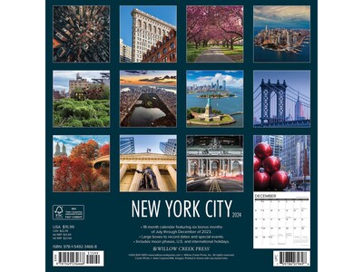 2024 Willow Creek New York City 12" x 12" Monthly Wall Calendar (34668)