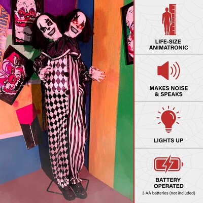 Haunted Hill Farm Lifesize Animatronic Two-Headed Clown (HHCLOWN-37FLSA)