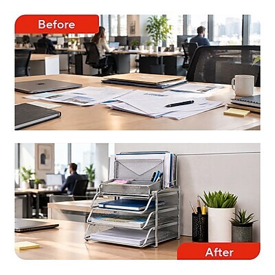 TRU RED™ All-In-One 10-Compartment Wire Mesh Compartment Storage, Silver (TR57531)