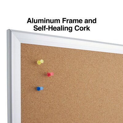 Quill Brand® Standard Durable Cork Bulletin Board, Aluminum Frame, 4'W x 3'H (28345-CC)