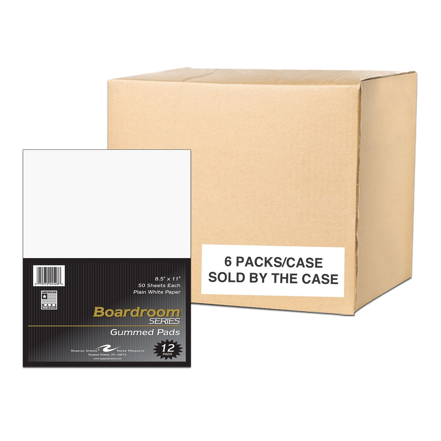 Roaring Spring Paper Products Boardroom Notepad, 8.5 x 11, White, 50 Sheets/Pad, 12 Pads/Pack, 6 Packs/Carton (24526)