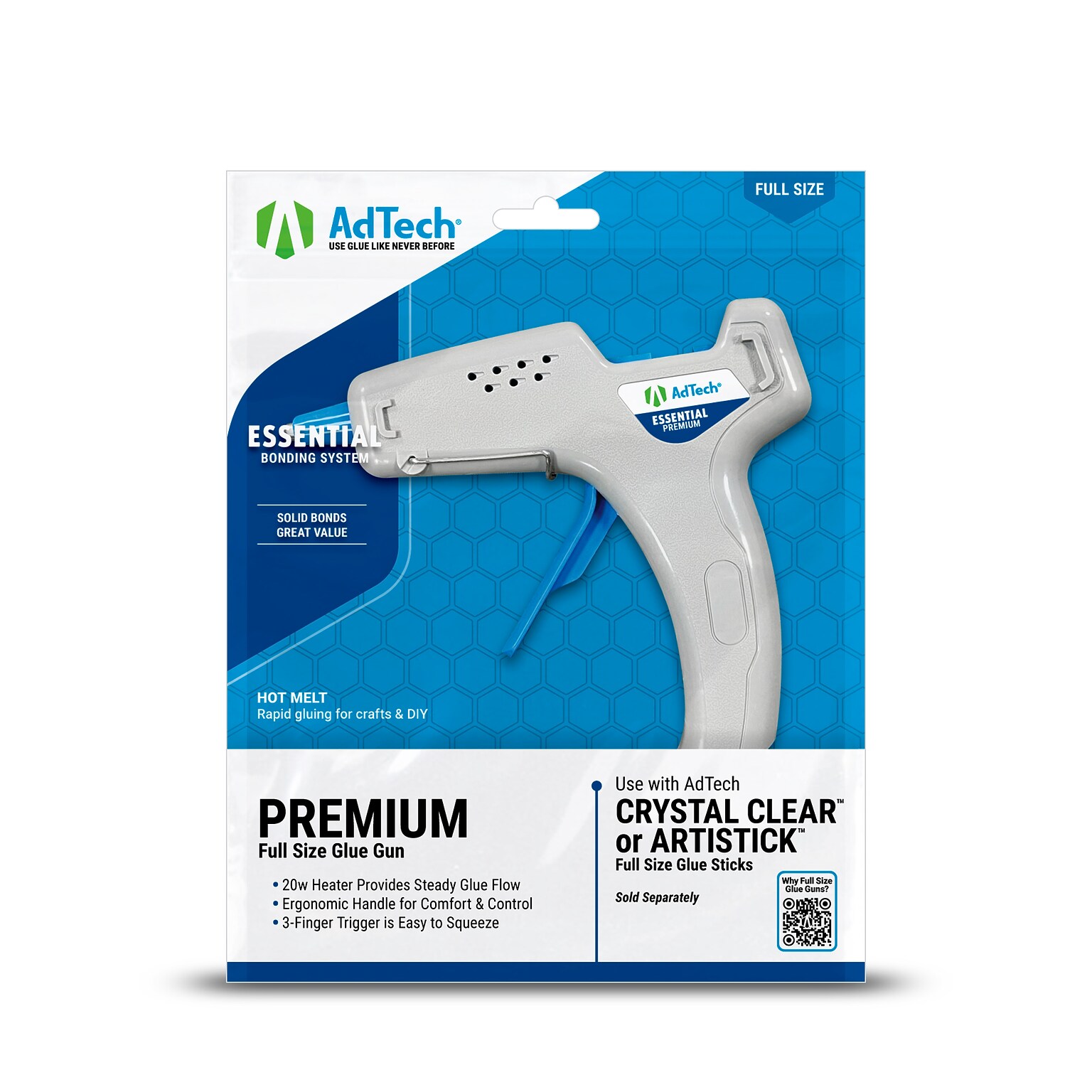 AdTech Cordless Mid Temp Full Size Glue Gun, White (4100)
