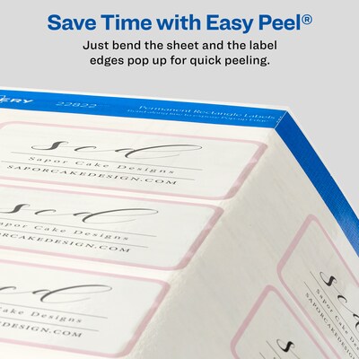 Avery Print-to-the-Edge Laser/Inkjet Rectangle Labels, 2" x 3", Glossy Clear, 80 Labels/Pack (22822)