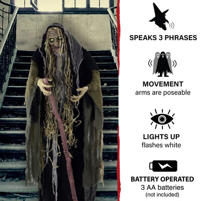 Haunted Hill Farm Life-Size Poseable Swamp Witch (HHWITCH-10FLSA)