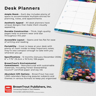 2026 BrownTrout Claude Monet 6.5" x 7.75" Weekly Planner (9798330707911)