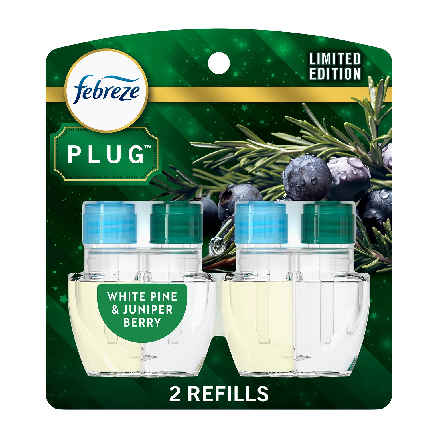 Febreze Plug Air Freshener Scented Oil Refill, White Pine & Berry, 0.87 oz., 2/Pack (03424)