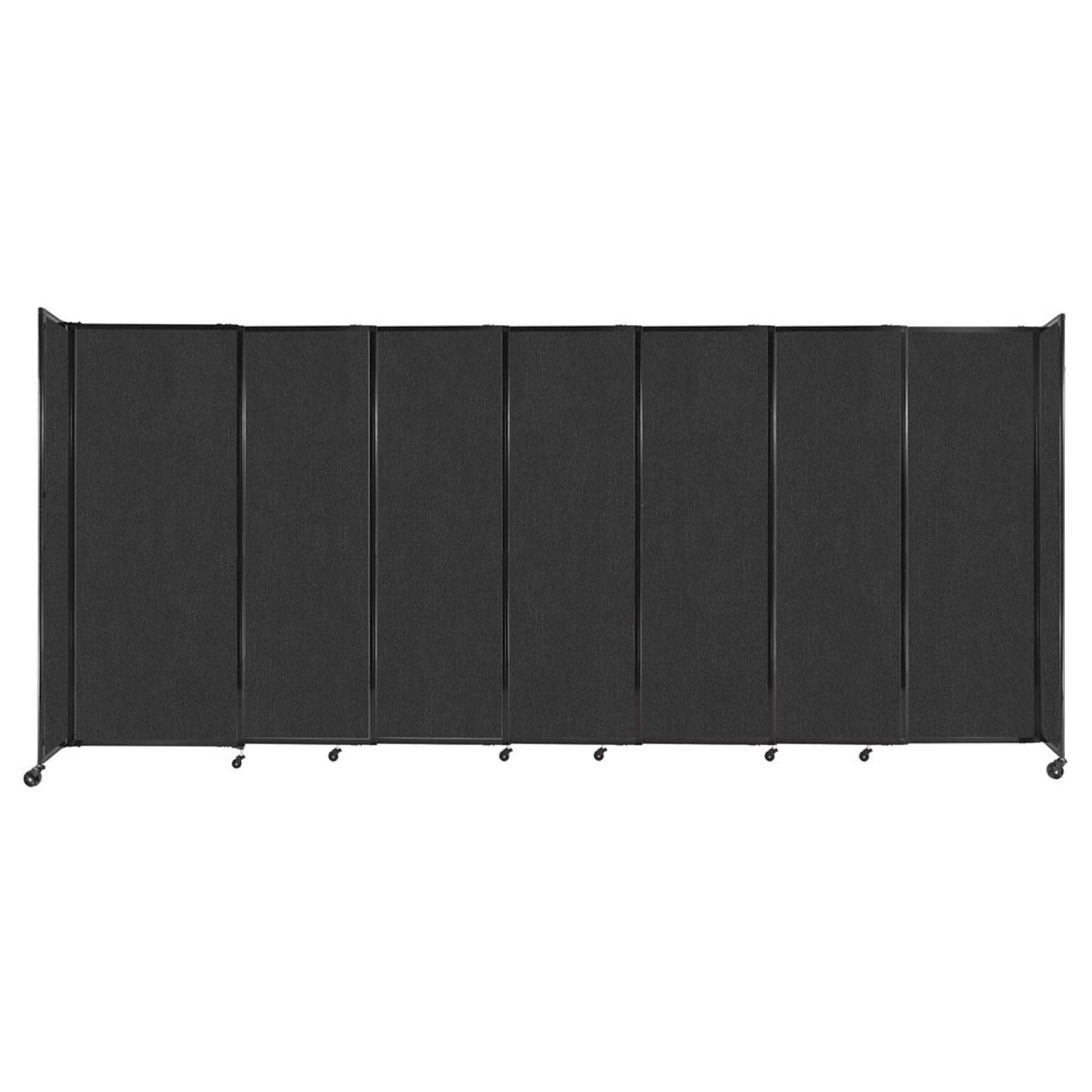 Versare ShieldWall Folding Mobile Room Divider, 82H x 186W, Black Fabric (DS1911202-1)