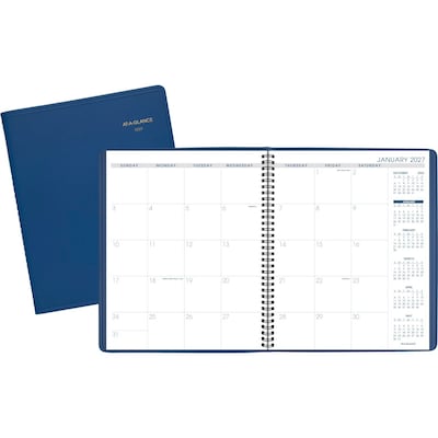 2027-2028 AT-A-GLANCE 9 x 11 Monthly Planner, Faux Leather Cover, Blue (70-250-20-27)