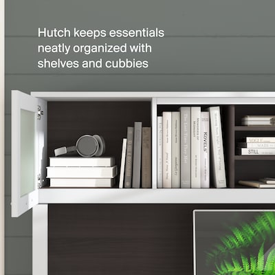 Bush Home Somerset 72" W Office Desk with Drawers and Hutch, Storm Gray (SET018SGWH)