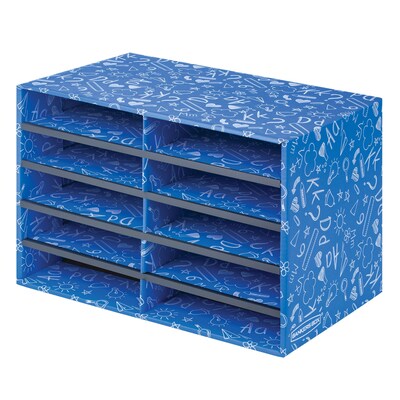 Bankers Box Classroom Collection 10-Compartment Mail Sorters, 19.5" x 12.375", Blue (3384201)