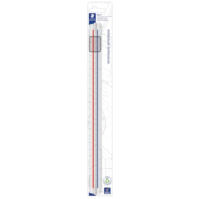 Staedtler Mars 12 Imperial/Metric Triangular Architect Scale, Plastic, White (987 18-31BK)