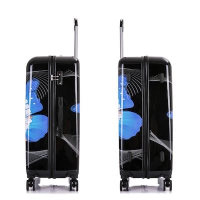 InUSA Hardside Butterfly Suitcase, 4-Wheeled Spinner, TSA Checkpoint Friendly, Black Butterfly (IUAPCSML-BBU)