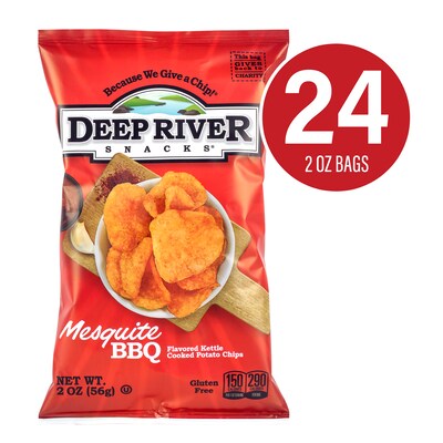 Deep River Snacks Gluten Free Mesquite BBQ Kettle Cooked Potato Chips, 2 oz., 24/Box (220-02562)
