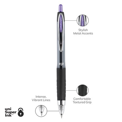 uni-ball 207 Retractable Gel Pens, Medium Point, 0.7mm, Violet Ink, Dozen (70221)