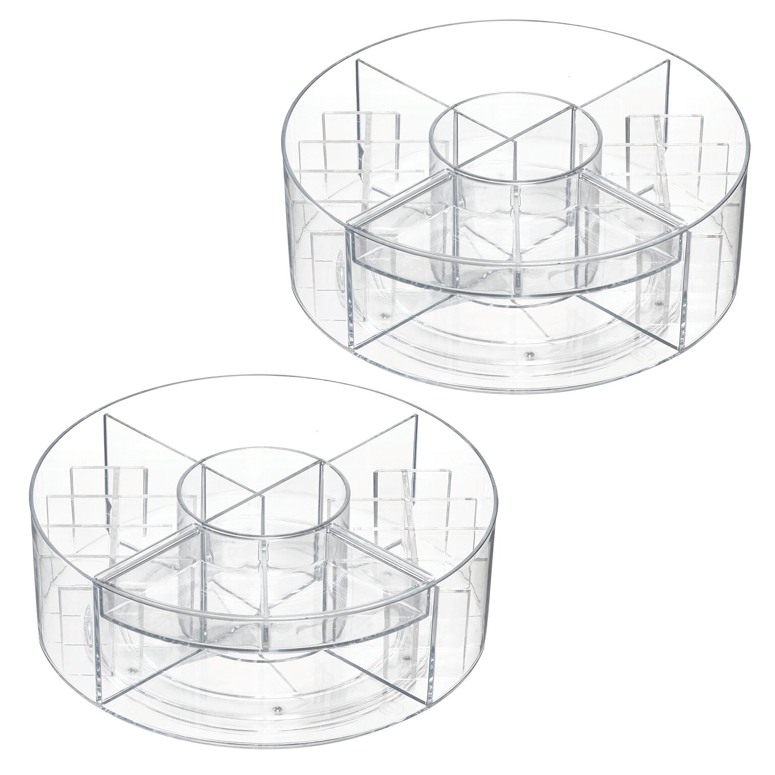 iDESIGN Stackable Rotating Plastic 4-Compartment Desk Organizer, Clear, 2 Piece (29117M2)
