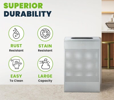 Alpine Industries Stainless Steel Trash Can, 13 Gallon, Silver (ALP438-13-SS)