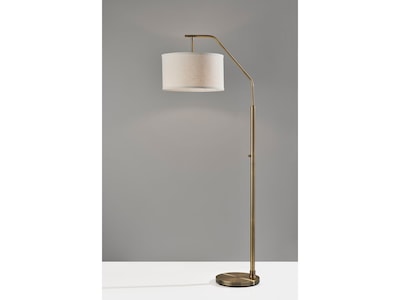 Simplee Adesso Max 66" Antique Brass Floor Lamp with Off-White Drum Shade (SL1140-21)