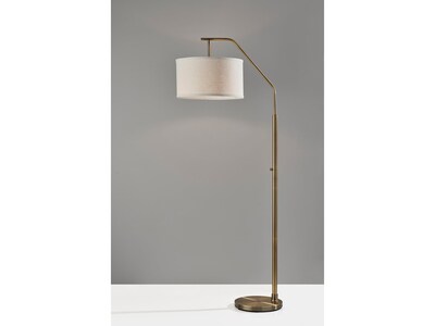 Simplee Adesso Max 66" Antique Brass Floor Lamp with Off-White Drum Shade (SL1140-21)