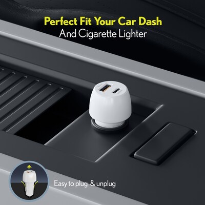 Overtime USB-A/USB-C Car Charger, 38W, White (OTC2USB2ASL)