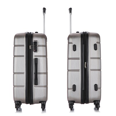 DUKAP Rodez 24" Hardside Suitcase, 4-Wheeled Spinner, TSA Checkpoint Friendly, Silver (DKROD00M-COA)