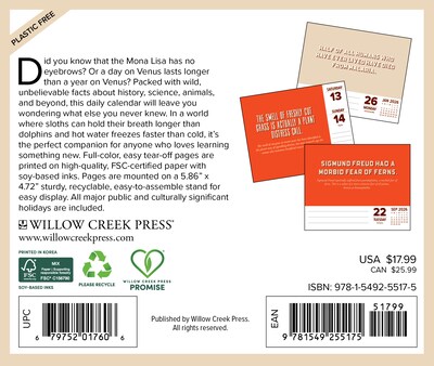 2026 Willow Creek Facts Crazier Than Fiction 6.2 x 5.4 Day-to-Day Calendar (55175)