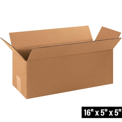 16" x 5" x 5" Shipping Boxes, 32 ECT, 25/Bundle (1655)
