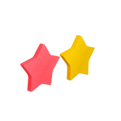 Post-it® Star-Shaped Notes, 2.6" x 2.6" Assorted Colors, 75 Sheets/Pad, 2 Pads/Pack (7350-STR)