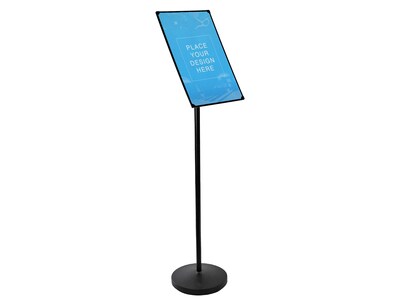 Azar Pedestal Sign Floor Holder, 11 x 17, Black Plastic (300357-BLK)