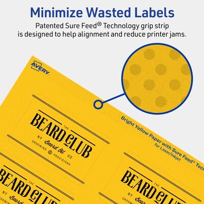 Avery Laser/Inkjet Rectangle Multipurpose Labels, 2" x 3", Bright Yellow, 320/Pack (94237)