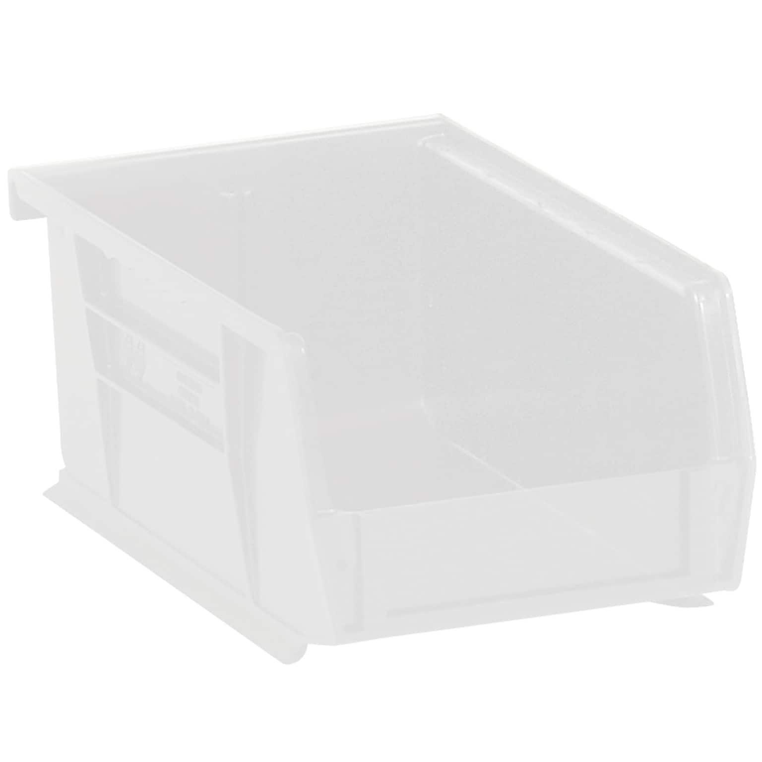 Quill Brand Small Stackable Plastic Storage Bin, 5 x 6x 9.25, 4.8 Qt., Clear, 12/Carton (BINP0965CL)