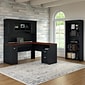 Bush Furniture Fairview 60" W L Shaped Desk with Hutch and 5 Shelf Bookcase Bundle, Antique Black (FV005AB)