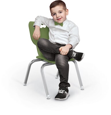 MooreCo 12 Hierarchy Student Chair with 4 Legs, Moss/Chrome Base (703673561891)