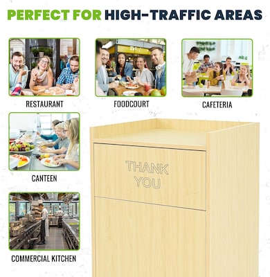 Alpine Industries Wood Trash Can Enclosure with Tray Top, 40 Gallon, Oak (476-MEO)