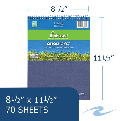 Roaring Spring Paper Products BioBased 1-Subject Professional Notebooks, 11.5 x 8.5, College Ruled