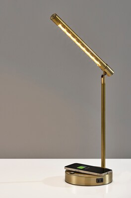 Adesso Dax LED Wireless Charging Desk Lamp, Antique Brass (2611-21)