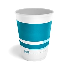 Perk™ Insulated Double Wall Paper Hot Cup, 12 oz., White/Blue, 40/Pack, 12 Packs/Carton (PK59483CT)