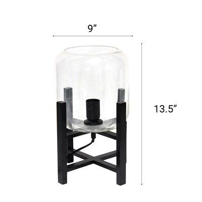 Creekwood Home 13.5" LED Table Lamp, Black/Clear Glass (CWT-1000-CL)