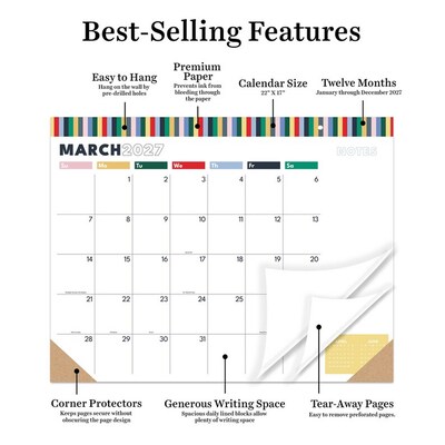 2027 TF Publishing Long Weekend 17" x 12" Monthly Desk or Wall Calendar, Multicolored (27-8504)