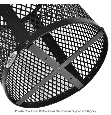Global Industrial Outdoor Diamond Steel Trash Can w/ Rain Bonnet Lid, 36 Gallon, Black (261926BK)