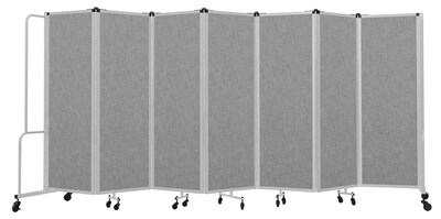 National Public Seating Robo Series 7-Panel Folding Mobile Room Divider, 72"H x 164"W, Grey Fabric (RDG6-7PT02)