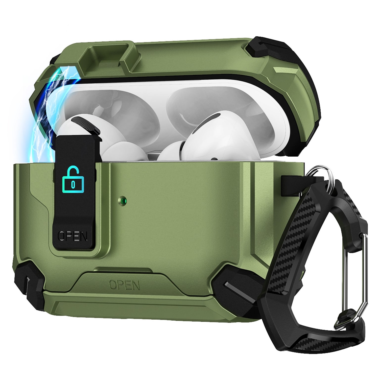 SaharaCase Raider Series Heavy Duty Case Compatible with Magsafe for Airpods Pro 3, Secure Lock, Cactus Green (HP00217)