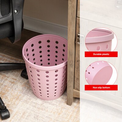 Staples Plastic Trash Can, 2.8 Gallon, Dusty Pink (ST63894)