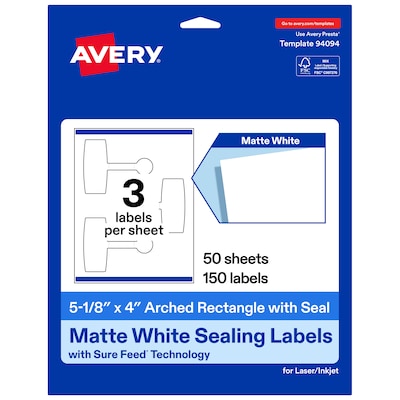 Avery Laser/Inkjet Sealing Labels, 5-1/8 x 4, White, 150 Labels/Box (19479370677)