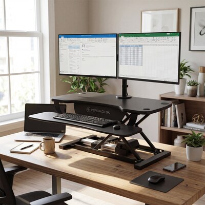 VersaDesk PowerPro 36"W Electric Adjustable Standing Desk Converter, Black (SP7643624-00-01)