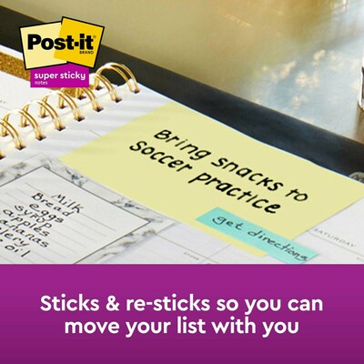 Post-it Super Sticky Notes, 3" x 5", Canary Yellow, 90 Sheets/Pad, 12 Pads/Pack (655-12SSCY)