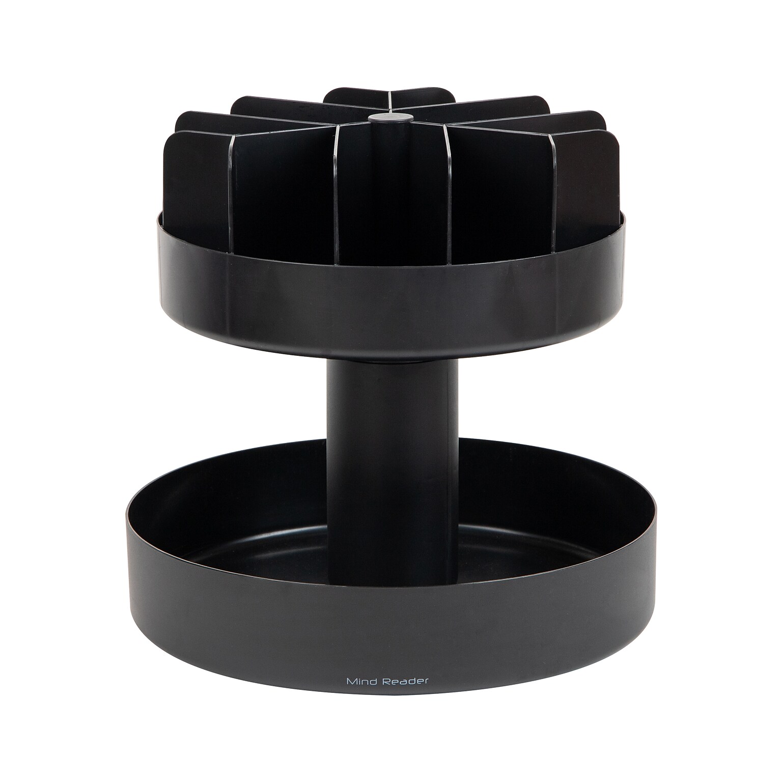 Mind Reader Plastic 2-Tier Snack Tray Carousel Countertop Organizer, Black (SNACKCAR-BLK)
