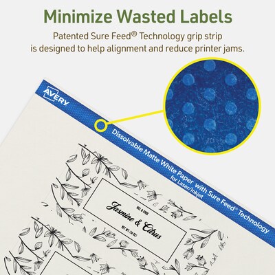 Avery Dissolvable Rectangle Multipurpose Labels, 2" x 5", Off-white, 20/Pack (94241)