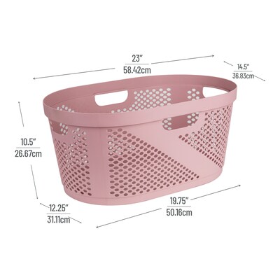 Mind Reader Wide Plastic Laundry Basket, Pink (HHAMP40-PNK)