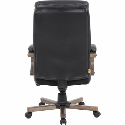 Lorell Executive High-Back Wood Finish Office Chair, Black (LLR69590)