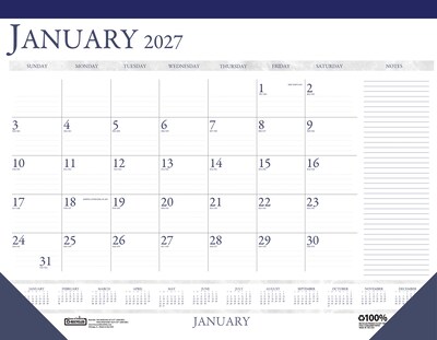 2027 House of Doolittle 18.5 x 13 Monthly Desk Pad Calendar, Blue/White (1646-27)